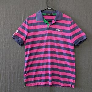 RLX Ralph Lauren Pink Striped Polo Golf Shirt - Size L
